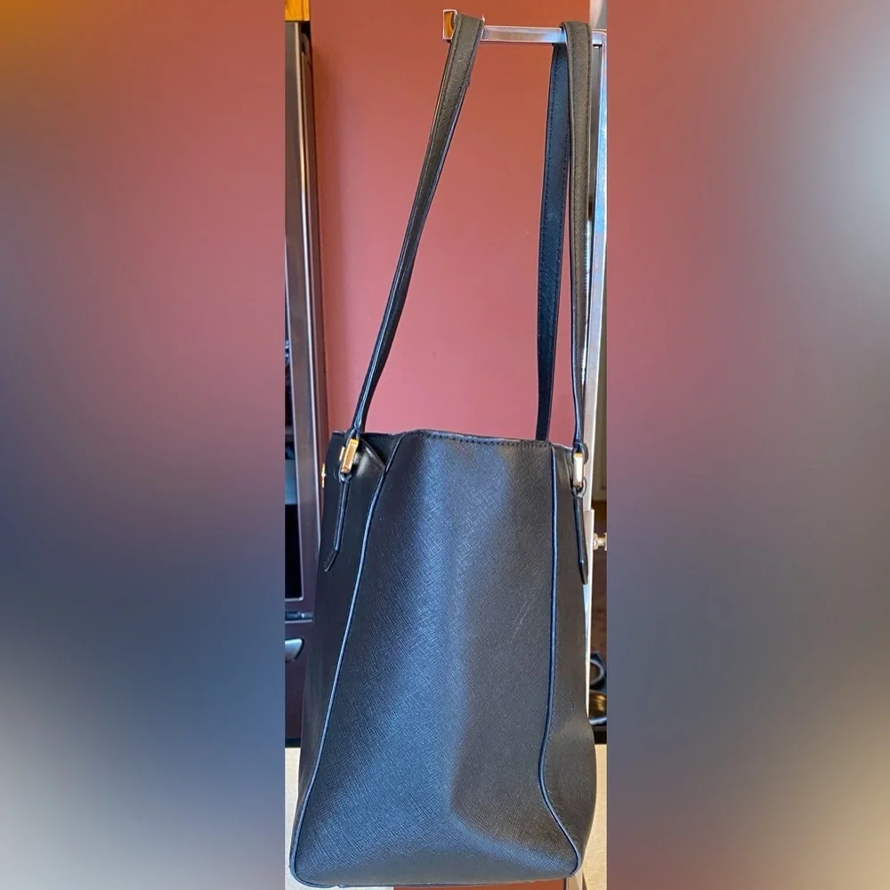 TORCH BURCH Small Robinson Black Saffiano Leather Tote Bag, GUC - Picture 4 of 15